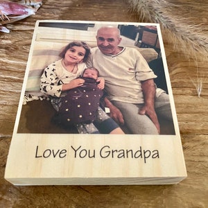 Wooden Photo Block with Custom Message, Personalised Photo Gift, Photo Block, Grandparents Personalised Photo Gift, Gift for Mum Typefont