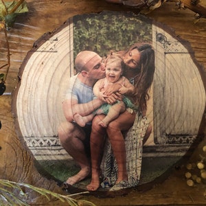 Impresión fotográfica de madera, placa fotográfica, regalo del Día de la Madre, regalo personalizado, regalo del quinto aniversario, 50 cumpleaños. Marco personalizado, marco de fotos