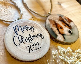 Personalized Pet Photo Ornament, Wooden Christmas Bauble, Keepsake