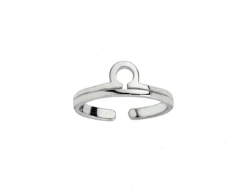 Libra Zodiac Ring - .925 Sterling Plata Astrología Horóscopo Anillo Anillo De Cumpleaños Peronalizado Joyería ajustable anillo Libra Starsign Zodiac