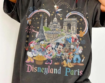 Personalized Retro Disneyland Paris Matching Shirt, Mickey & Friends Paris Baby Tee Crop Top, Disneyland Paris Family Trip 2026 Outfit