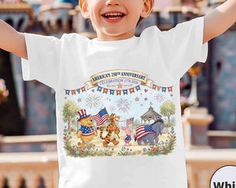 Retro Disney Pooh & Friends Patriotic Shirt, Winnie The Pooh 4th Of July Tee, America 250th Anniversary 1776-2026 Shirt