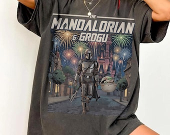 Retro Comfort Colors Mandalorian and Grogu Shirt, Star Wars Universe Tee, The Child Fan Gift, Galaxy's Edge Shirt, Disneyland Vacation Tee