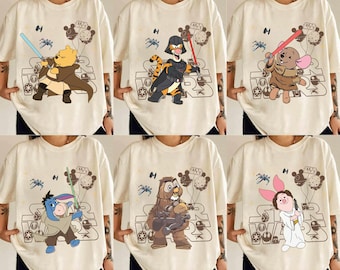 Vintage Disney Star Wars Winnie the Pooh Tee, Tigger Piglet Eeyore Jedi Shirt, May The 4th Be With You, Galaxy’s Edge Hollywood Studios Tee