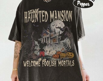 Maglietta di Halloween "Mickey Haunted Mansion" di Retro Comfort Colors, maglietta per la festa di Halloween "Mickey's Not So Scary", maglietta spettrale di Halloween di Disneyland
