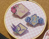 Flowery Language Polite Expletive Watercolor Wood Pins
