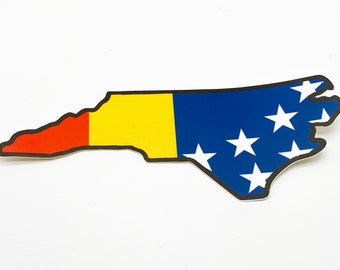 Durham Flag in North Carolina Outline - Durham NC Sticker