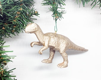 Super Fancy Gold Dinosaur Christmas Ornaments - Large Size - Set of Four