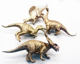 Gold Dinosaur Cabinet Knob Set - Four Large Dinosaurs - Set A