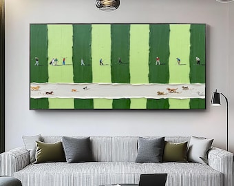 Large Funny Golf Wall Art, 3D Textured Golf Course Oil Painting, Modern Sports & Dog Lover Decor, Handmade Canvas Art