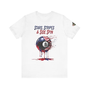 Patriotic 8-Ball Pool Shirt – American Flag Side Spin Tee