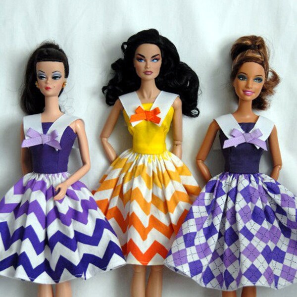 Handmade Barbie Clothes / Modest Sundress with Collar / Will fit Vintage and Fashionista Barbies, FR, and others