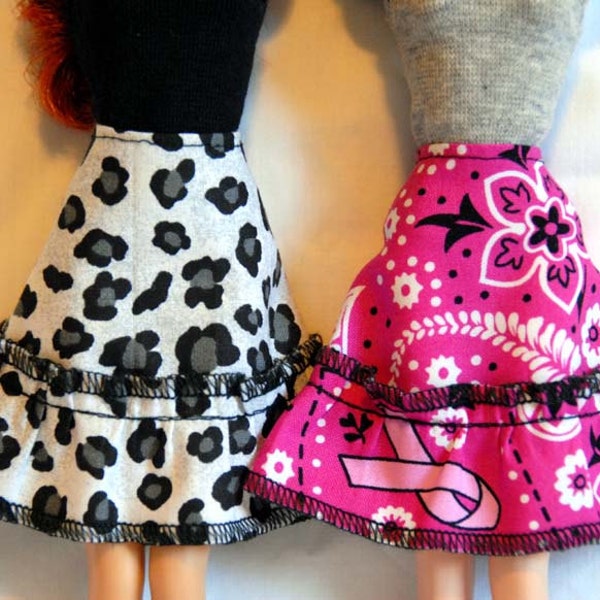 Clearance Pricing / Handmade Barbie Clothes / Ruffled Skirt / Fashionista Barbie / Velcro Closure