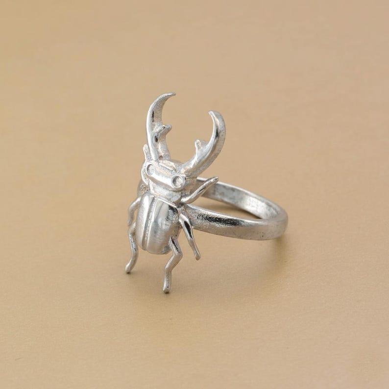 Stag Beetle Ring, Gothic Insect Jewelry, Realistic Bug Statement Ring ...