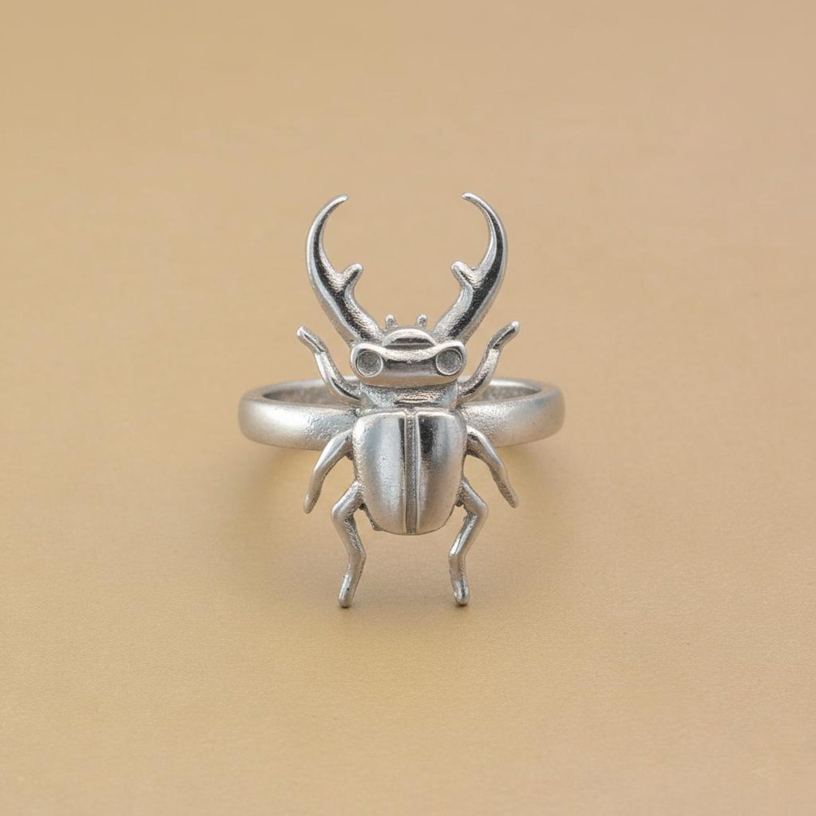 Stag Beetle Ring, Gothic Insect Jewelry, Realistic Bug Statement Ring ...