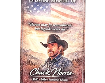 Chuck Norris 4" x 6" Memorial Art Print w/ Stand | In Loving Memory