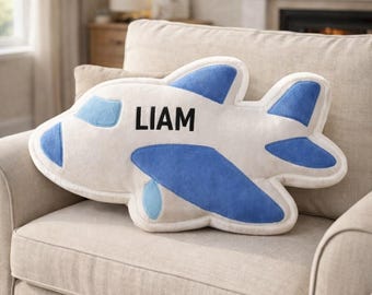 Personalized Airplane Pillow, Nursery Decor, Custom Name Cushion, Airplane Pillow, Airplane Name Plush, Gift for boys, Birthday gifts