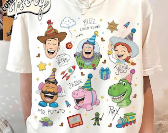 Camiseta de cumpleaños vintage personalizada de Toy Story, camiseta personalizada con nombre, edad y Buzz Woody, conjunto a juego para viaje familiar a Disneyland, regalo de cumpleaños