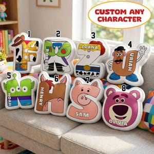 Custom Toy Story Letter Pillow, Personalized Disneylandland Alphabet Pillow, Woody Buzz Lightyear Name Cushion, Cartoon Plush Pillow Bild 1