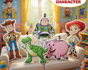 Personalized Toy Story Pillow, Custom Shape Disneylandland Pixar Characters Cushion Buzz Woody Jessie Rex Slinky Forky Bo Peep Decor