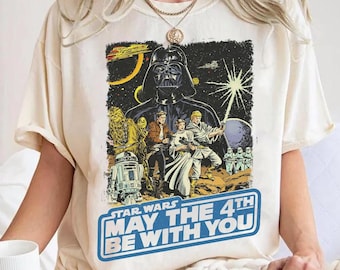 Retro Star Wars Movie Poster Shirt, May The 4th Be With You Tee, Star Wars Characters Shirt, Galaxy's Edge Trip, Star Wars Day Gift