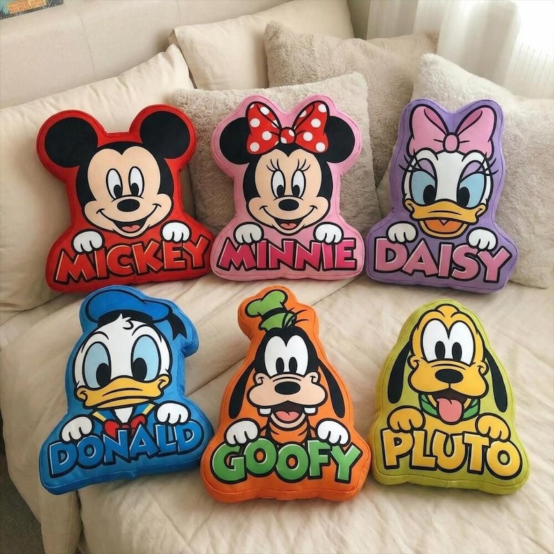 Mickey Minnie Birthday Plush Pillow, Disney Birthday Party Decor, Mickey Mouse Plush Gift, Minnie Mouse Cushion, Disney Kids Birthday Gift image 1