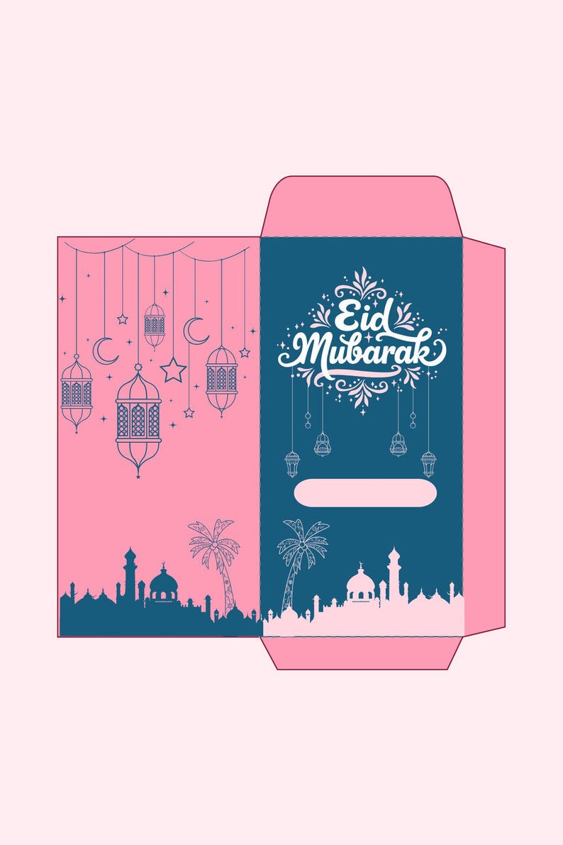 Eidi Design Printable Eid Eidi Envelopes | Minimal Gold Pink Design (instant ...