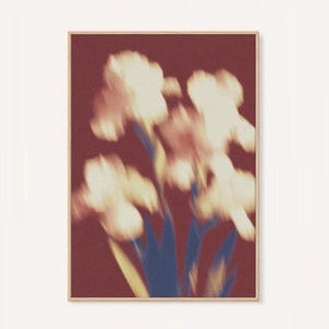 Blue Burgundy Floral Wall Art - Cream Tulips - Abstract Painting - Etsy ...