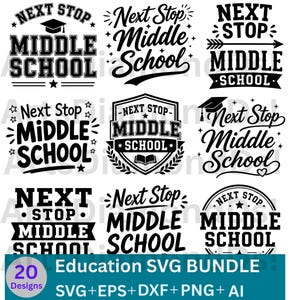 Next Stop Middle School SVG PNG Bundle, 5th Grade Graduation Gift, Last Day Elementary School, Kids Tee Design, Cricut Cut File PNG