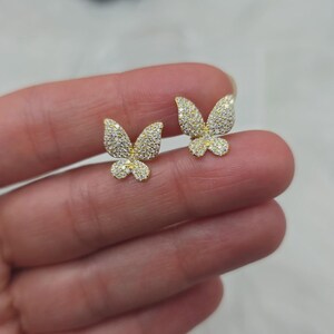 Pendientes Mariposa - Plata de Ley 925 - Moissanita - Baño de Oro - Vermeil imagen 1