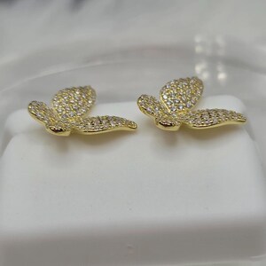 Pendientes Mariposa - Plata de Ley 925 - Moissanita - Baño de Oro - Vermeil imagen 4