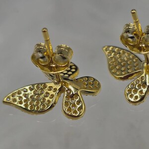 Pendientes Mariposa - Plata de Ley 925 - Moissanita - Baño de Oro - Vermeil imagen 5