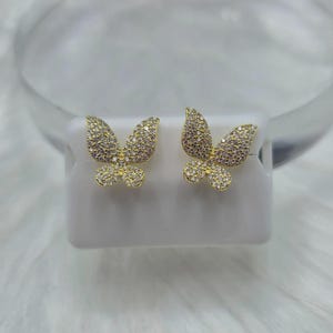 Pendientes Mariposa - Plata de Ley 925 - Moissanita - Baño de Oro - Vermeil imagen 2