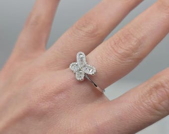 Size 9 Moissanite Butterfly Ring - 925 Sterling Silver - Whimsical - Feminine