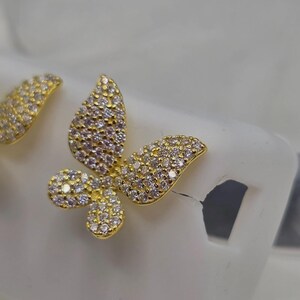Pendientes Mariposa - Plata de Ley 925 - Moissanita - Baño de Oro - Vermeil imagen 3