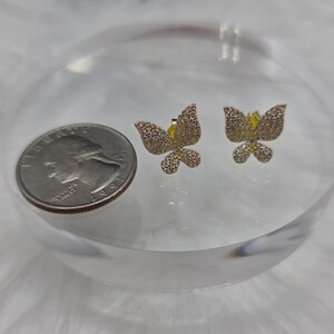 Pendientes Mariposa - Plata de Ley 925 - Moissanita - Baño de Oro - Vermeil imagen 6