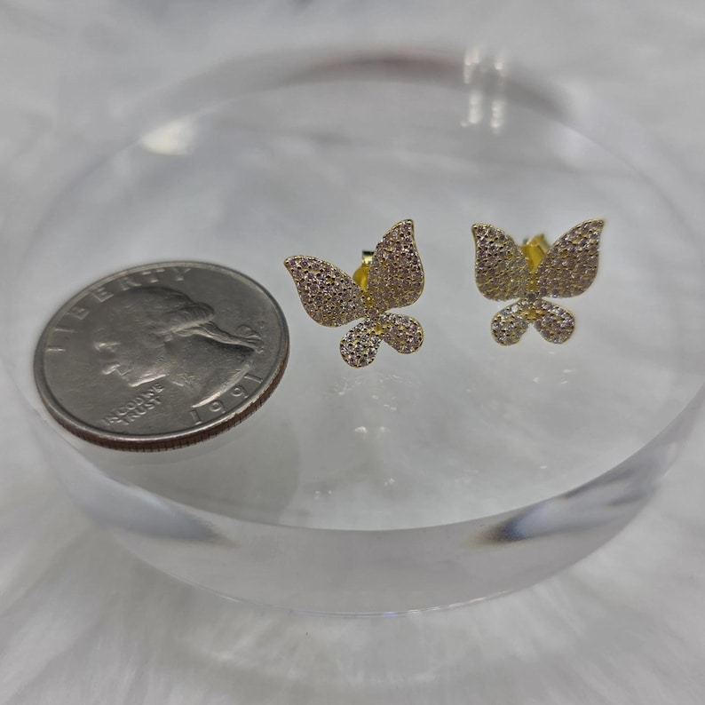 Pendientes Mariposa - Plata de Ley 925 - Moissanita - Baño de Oro - Vermeil imagen 6