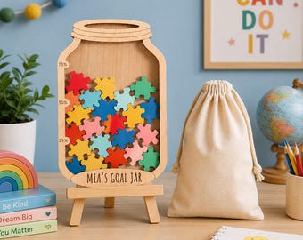 Personalized Puzzle Goal Jar – Milestone & Habit Tracker for Kids and Classroom Motivation