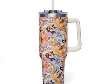 Looney Tunes-beker van 40 oz met handvat, retro tie-dye cartoon quencher, schattige Lola Tweety-reismok babybeestjes