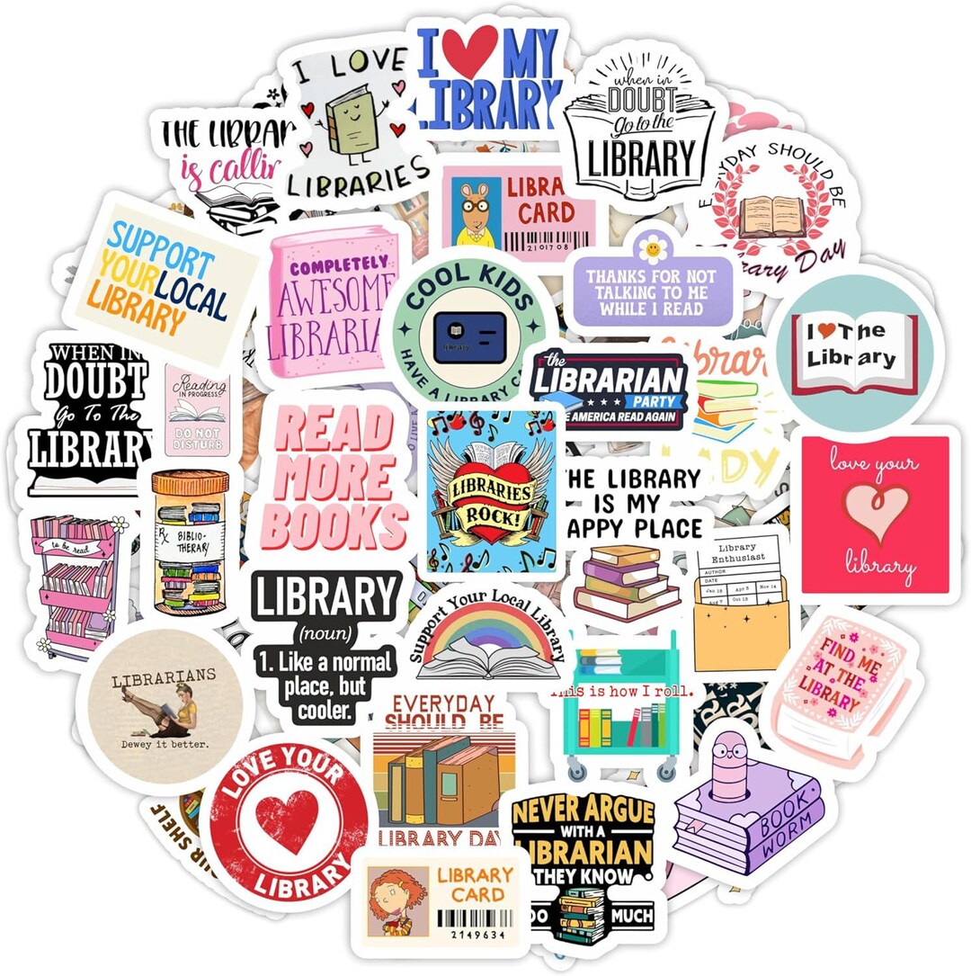 40 Pcs Library Stickers Sheets -waterproof Vinyl Stickers for Water ...