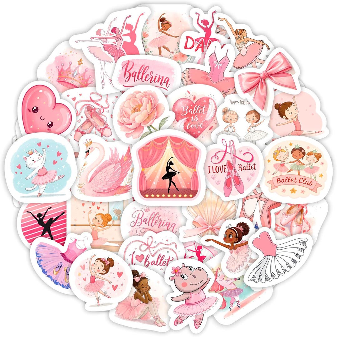 100pcs Ballerina Sticker, Waterproof Vinyl Decals for Water Bottle ...
