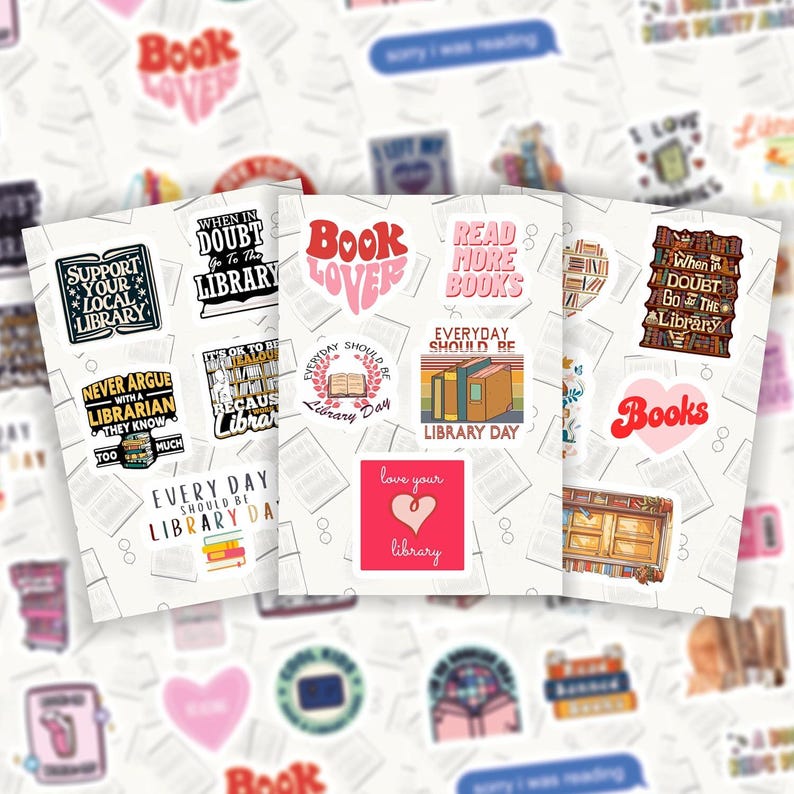 Libray Sticker 40 Pcs Library Stickers Sheets -waterproof Vinyl Stickers for Water ...