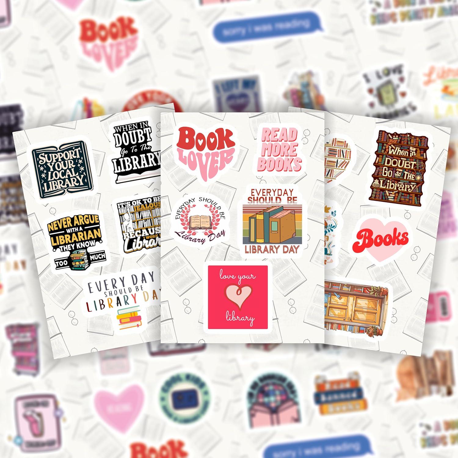 Sticker Mural Library 40 Pcs Library Stickers Sheets -waterproof Vinyl Stickers for Water ...
