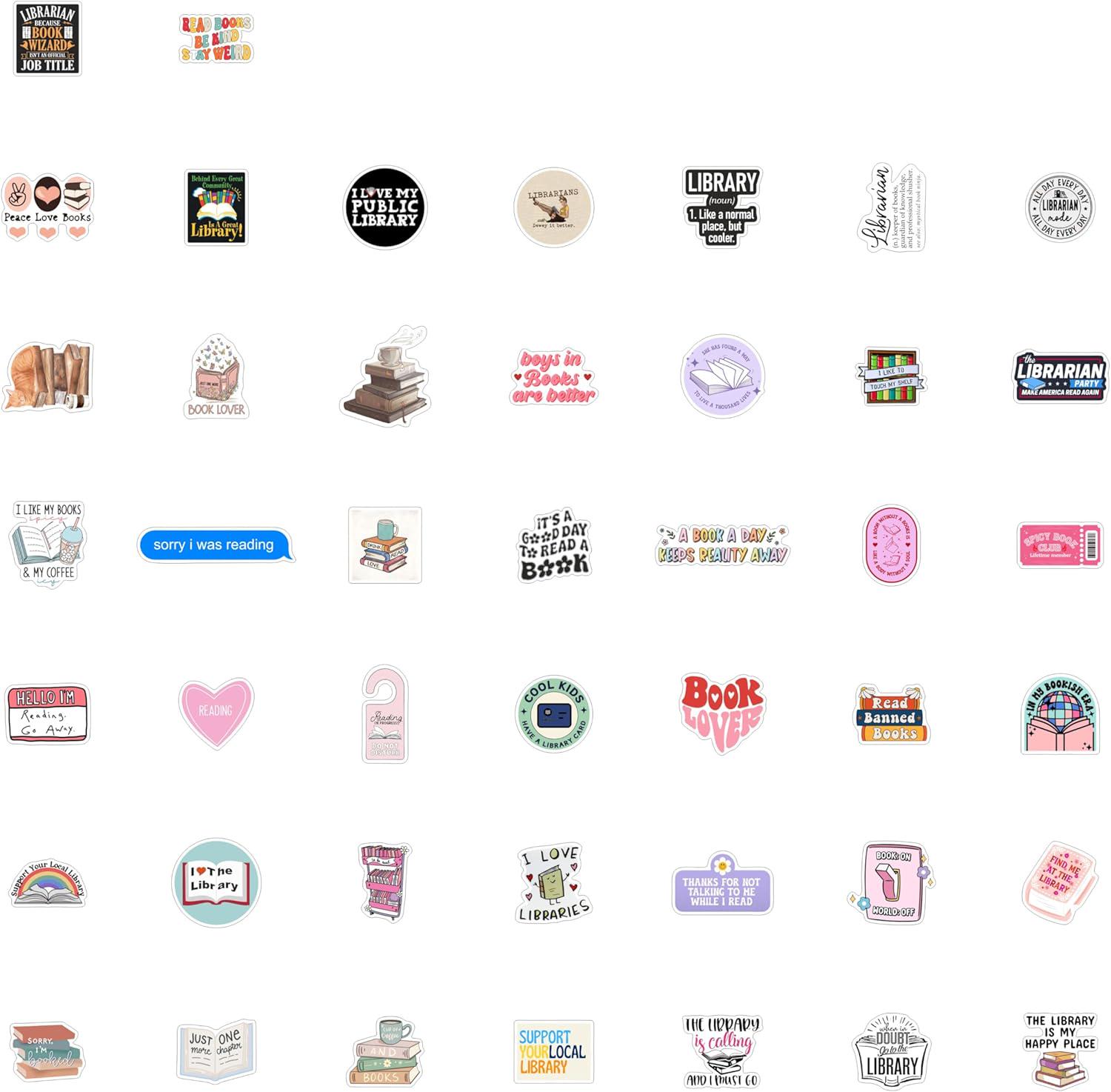 40 Pcs Library Stickers Sheets -waterproof Vinyl Stickers for Water ...