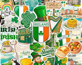 100 pegatinas de Irlanda, calcomanías de vinilo impermeables para botellas de agua, computadoras portátiles, regalos.