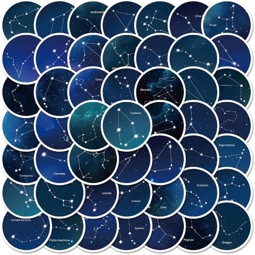 50pcs Constellation Stickers, Astrology Theme Waterproof Vinyl Decals ...