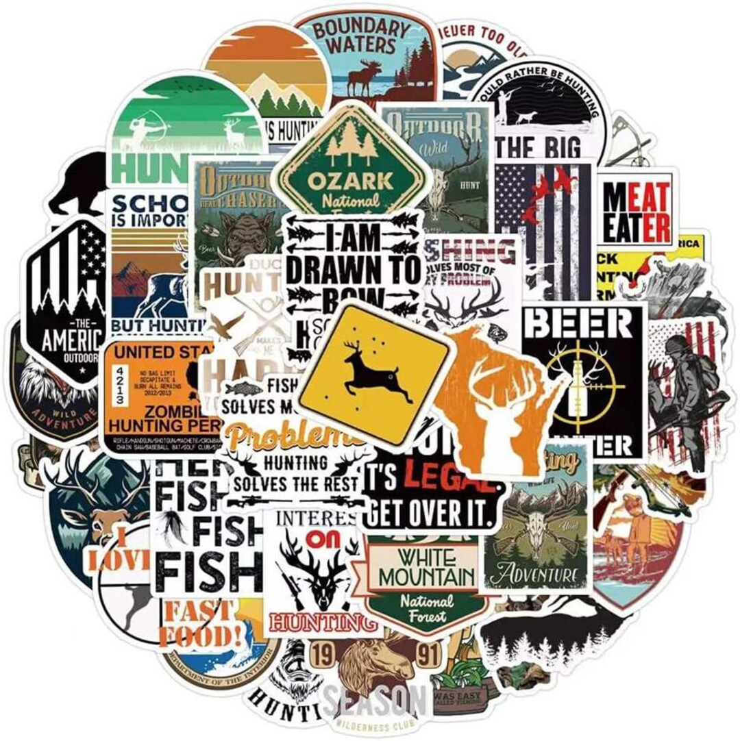 40 Pcs Go Hunting Stickers, Waterproof Vinyl Decals for Water Bottles ...