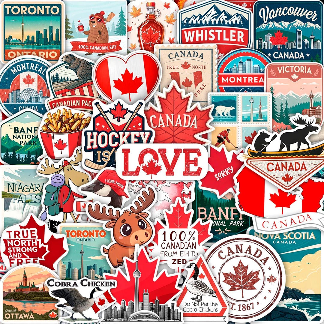 100pcs Canada Stickers, Waterproof Vinyl Decals for Water Bottle ...