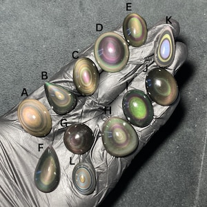 100% naturlig regnbågsöga obsidian cabochon lös ädelsten för hängen, ringar, smycken och hantverk - R7