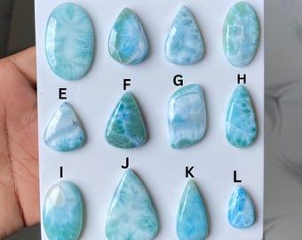 Larimar Cabochon Mix Shape Mix Size Natural Blue Larimar Gemstone Cab Set for Jewelry Making Wire Wrap Pendant Supplies
